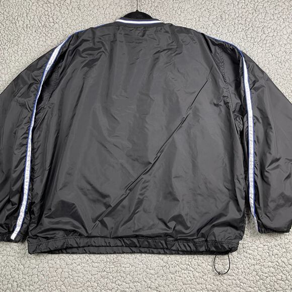 Boombah Warm Up Nylon Pullover Mens XL Black V-Neck Windbreaker Blue Stripe - Picture 8 of 10